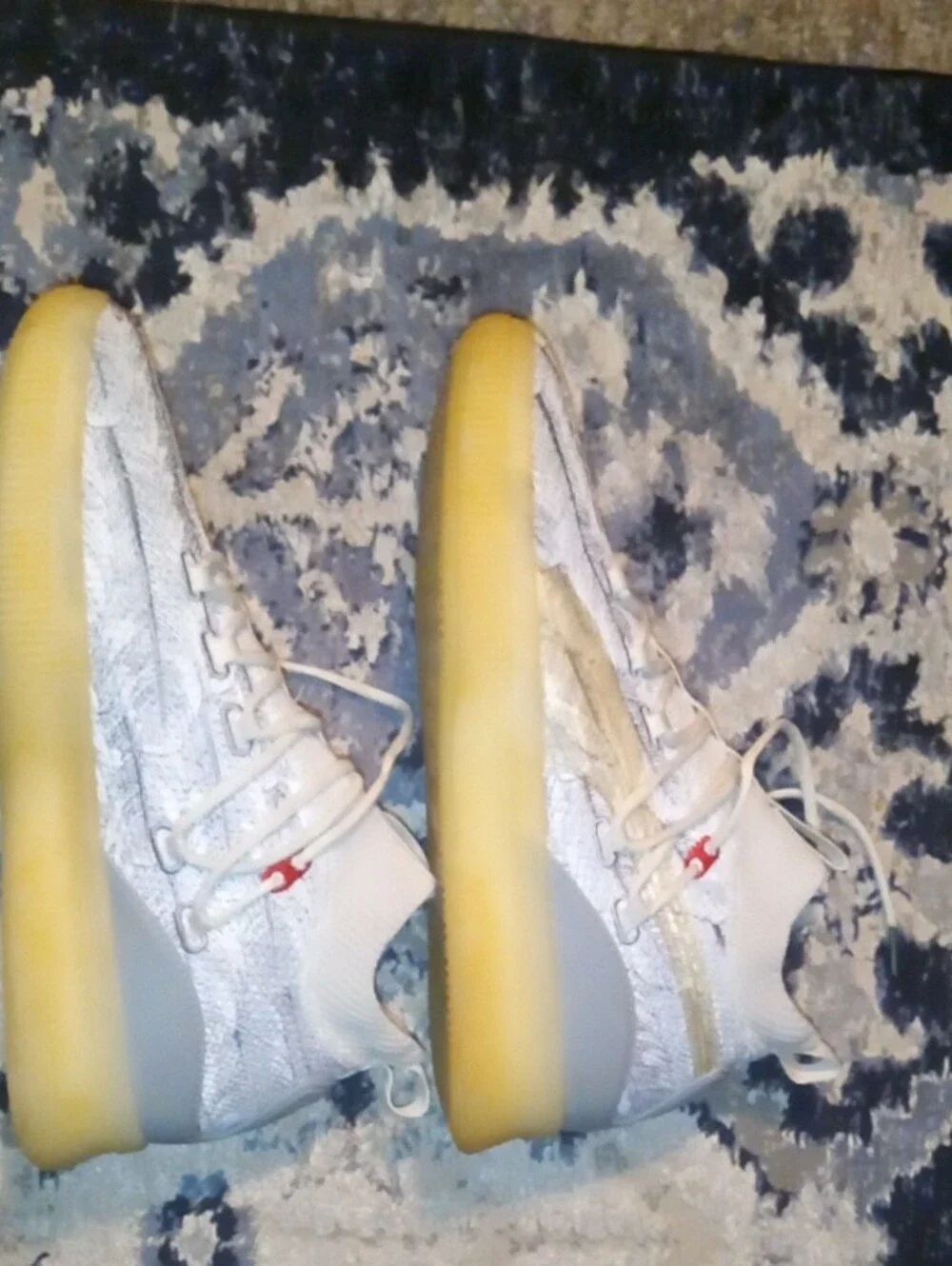 Men's White Knit Sneakers with Gum Outsole